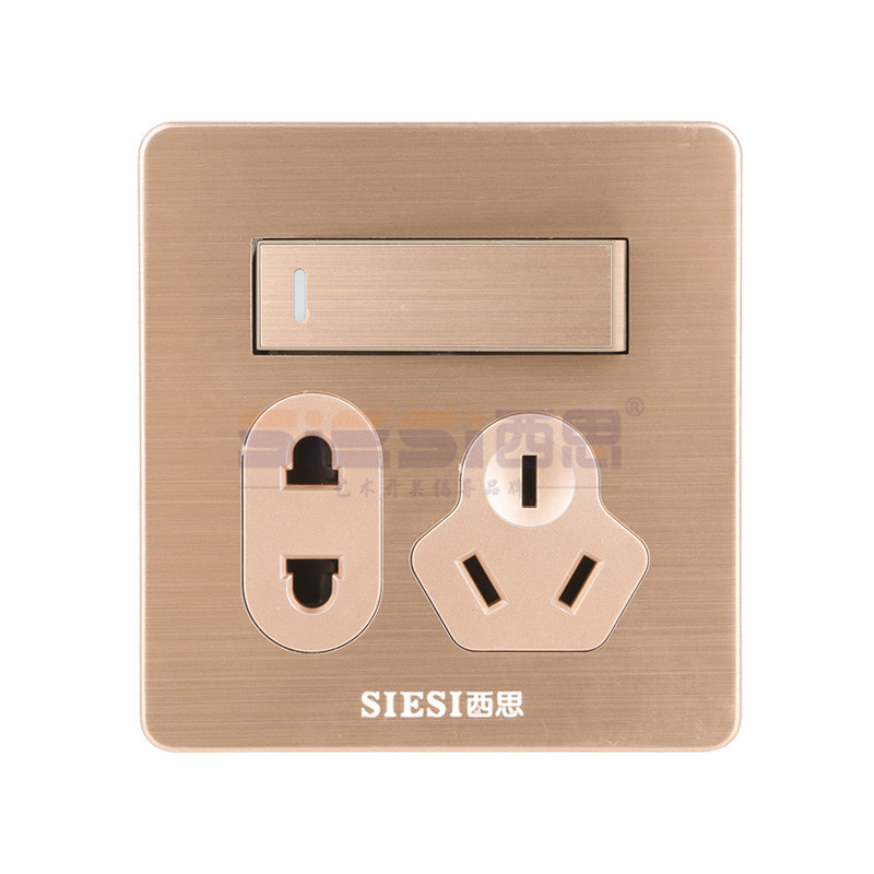 10A二三极插座带单控开关